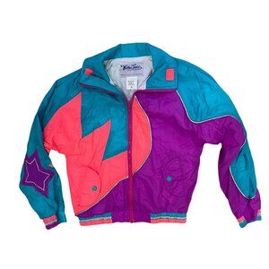 Vintage Weather Tamer Windbreaker Girls Size Medium‎ (10-12) Full Zip Colorful